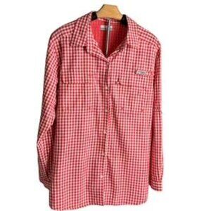 Columbia PFG Fishing Shirt Red Gingham  | Long Sleeve Vented Omni-Shade WMS XL